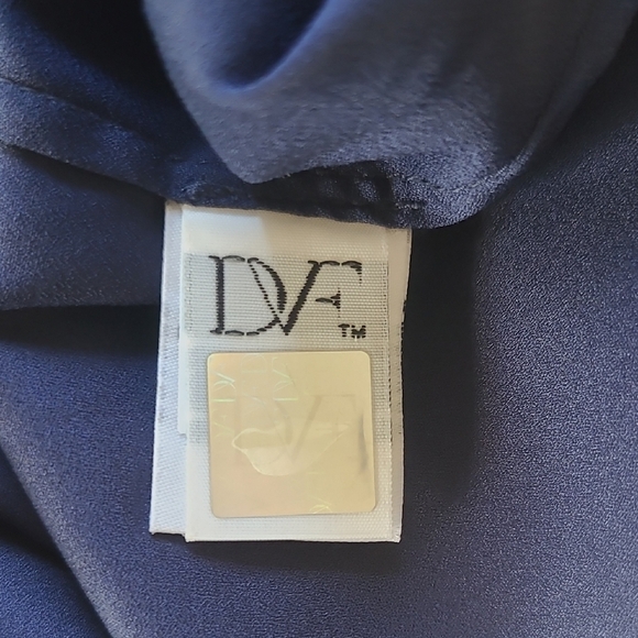 Diane Von Furstenberg Navy Silk Fleurette Caftan Dress - Size 4 - Picture 8 of 12